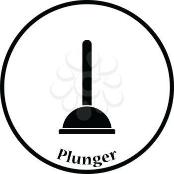 Plunger icon. Thin circle design. Vector illustration.