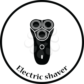 Electric shaver icon. Thin circle design. Vector illustration.