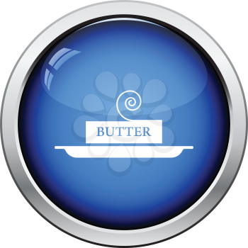 Butter icon. Glossy button design. Vector illustration.