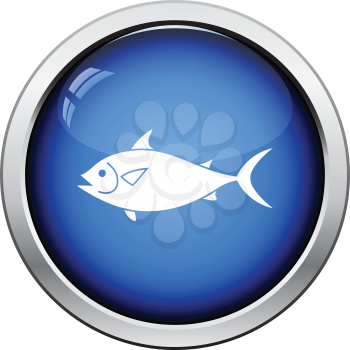 Fish icon. Glossy button design. Vector illustration.