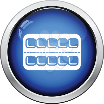 Tablets pack icon. Glossy button design. Vector illustration.