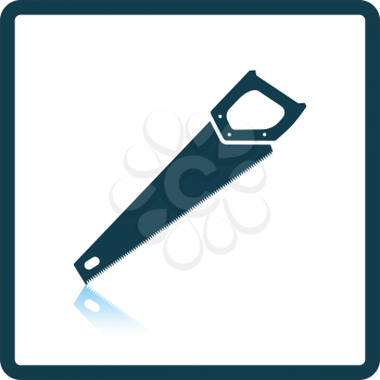 Icon of hand saw. Shadow reflection design. Vector illustration.
