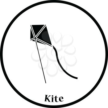 Kite in sky icon. Thin circle design. Vector illustration.