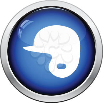 Baseball helmet icon. Glossy button design. Vector illustration.