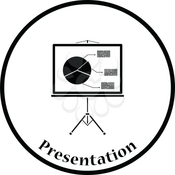 Icon of Presentation stand. Thin circle design. Vector illustration.