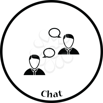 Chating businessmen icon. Thin circle design. Vector illustration.