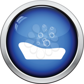 Baby bathtub icon. Glossy button design. Vector illustration.