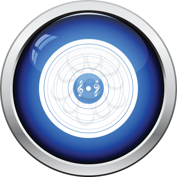 Analogue record icon. Glossy button design. Vector illustration.