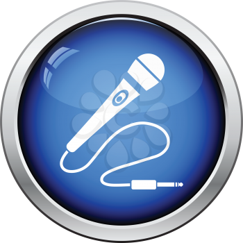 Karaoke microphone  icon. Glossy button design. Vector illustration.