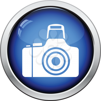 Photo camera icon. Glossy button design. Vector illustration.