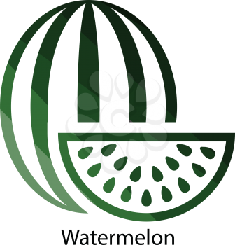 Watermelon icon. Flat color design. Vector illustration.