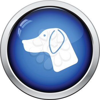Hunting dog had  icon. Glossy button design. Vector illustration.