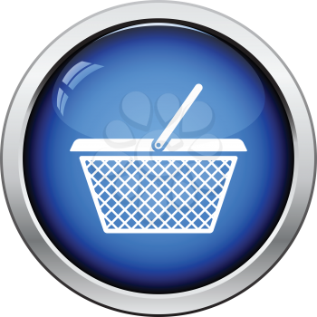 Shopping basket icon. Glossy button design. Vector illustration.