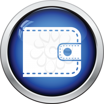Wallet icon. Glossy button design. Vector illustration.