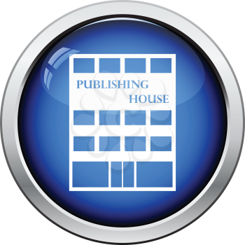 Publishing house icon. Glossy button design. Vector illustration.