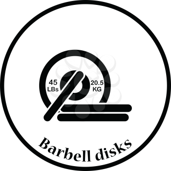 Icon of Barbell disks. Thin circle design. Vector illustration.