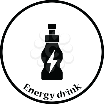 Icon of Energy drinks bottle. Thin circle design. Vector illustration.
