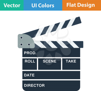 Clapperboard icon. Flat color design. Vector illustration.