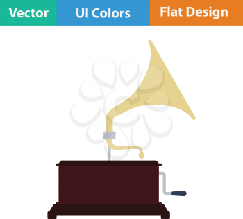 Gramophone icon. Flat color design. Vector illustration.