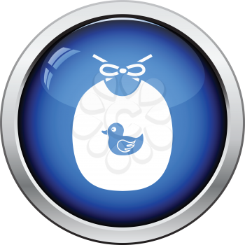 Bib icon. Glossy button design. Vector illustration.