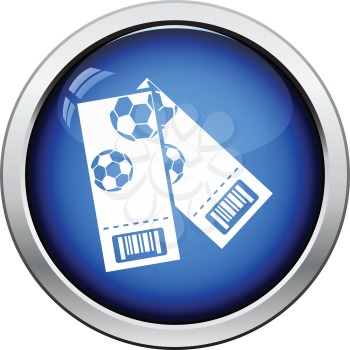 Two football tickets icon. Glossy button design. Vector illustration.