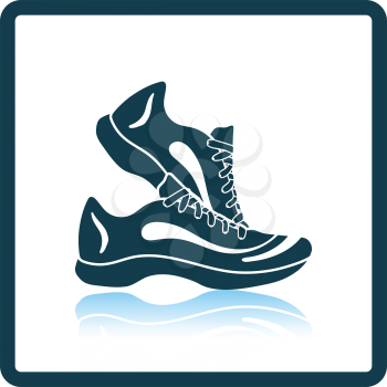 Icon of Fitness sneakers. Shadow reflection design. Vector illustration.
