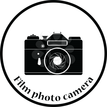 Icon of retro film photo camera. Thin circle design. Vector illustration.