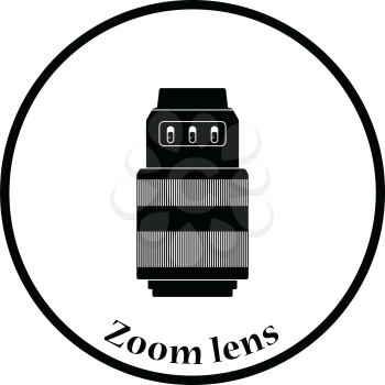 Icon of photo camera zoom lens. Thin circle design. Vector illustration.