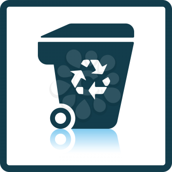 Garbage container with recycle sign icon. Shadow reflection design. Vector illustration.