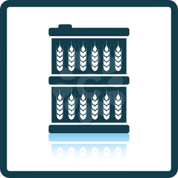 Barrel with wheat symbols icon. Shadow reflection design. Vector illustration.