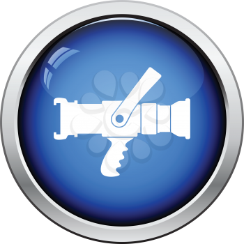 Fire hose icon. Glossy button design. Vector illustration.