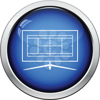 Tennis TV translation icon. Glossy button design. Vector illustration.