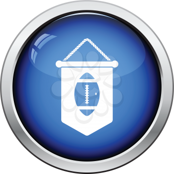 American football pennant icon. Glossy button design. Vector illustration.