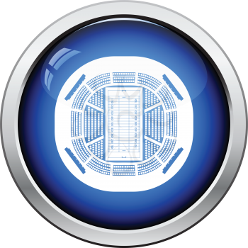 American football stadium bird's-eye view icon. Glossy button design. Vector illustration.