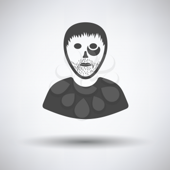 Criminal man icon on gray background with round shadow. Vector illustration.
