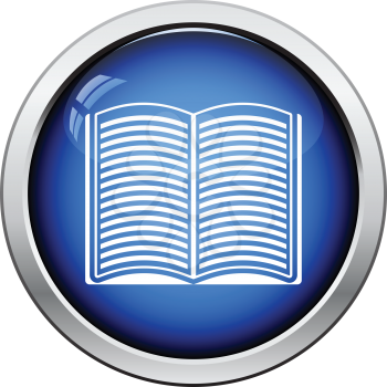 Open book icon. Glossy button design. Vector illustration.