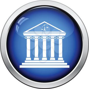Courthouse icon. Glossy button design. Vector illustration.