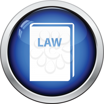 Law book icon. Glossy button design. Vector illustration.