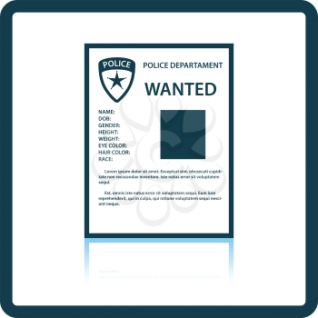 Wanted poster icon. Shadow reflection design. Vector illustration.