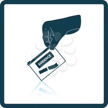 Hand holding evidence pocket icon. Shadow reflection design. Vector illustration.