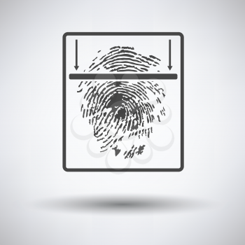 Fingerprint scan icon on gray background with round shadow. Vector illustration.