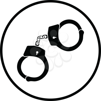 Police handcuff icon. Thin circle design. Vector illustration.