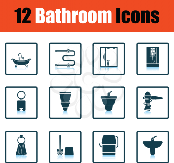 Bathroom icon set. Shadow reflection design. Vector illustration.