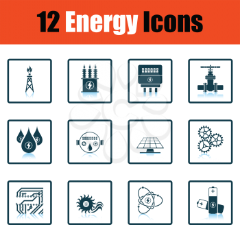Energy icon set. Shadow reflection design. Vector illustration.
