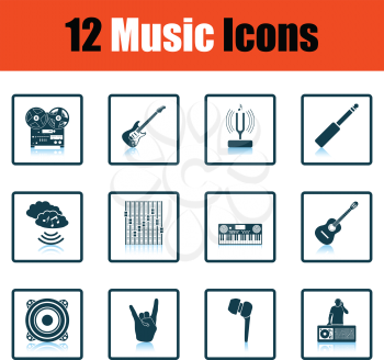 Set of musical icons. Shadow reflection design. Vector illustration.