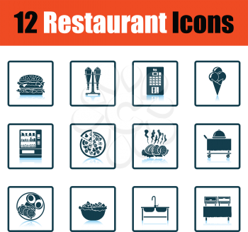 Restaurant icon set. Shadow reflection design. Vector illustration.
