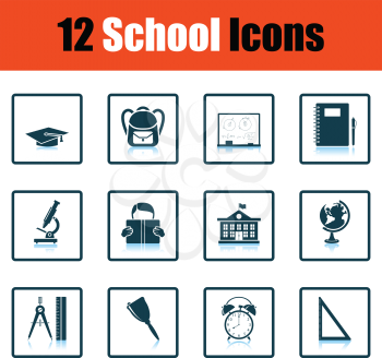 School icon set. Shadow reflection design. Vector illustration.