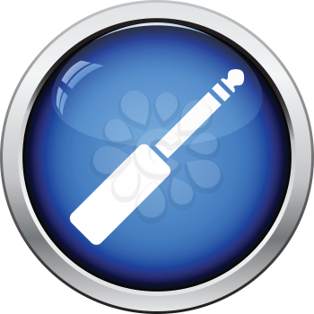 Music jack plug-in icon. Glossy button design. Vector illustration.