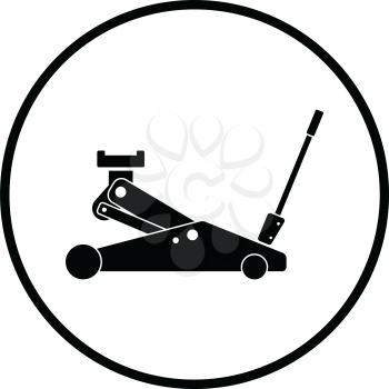 Hydraulic jack icon. Thin circle design. Vector illustration.