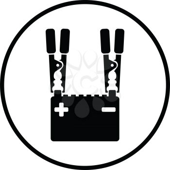 Car battery charge icon. Thin circle design. Vector illustration.